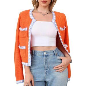 Fall Essential: Women’s Chunky Knit Cropped Cardigan with Hidden Hook Closure